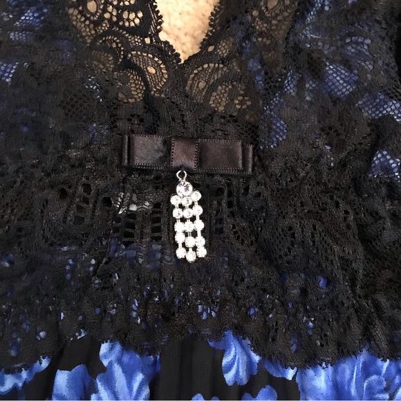 Seductive Wear Cinema Etoile Babydoll Teddy NEW Womens Small Blue Black Lace - Picture 5 of 14